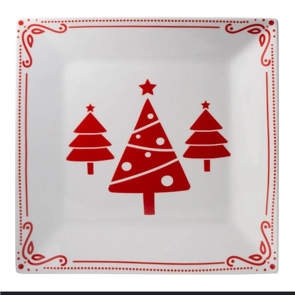 Ceramic Christmas Plates Set of 2 - Red - Picture 3 of 7